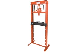 12 Ton Hydraulic Shop Press, H-Frame, 8-Hold Adjustable Height, with Movable Plates and Dust Cover, for Garage or Professiona