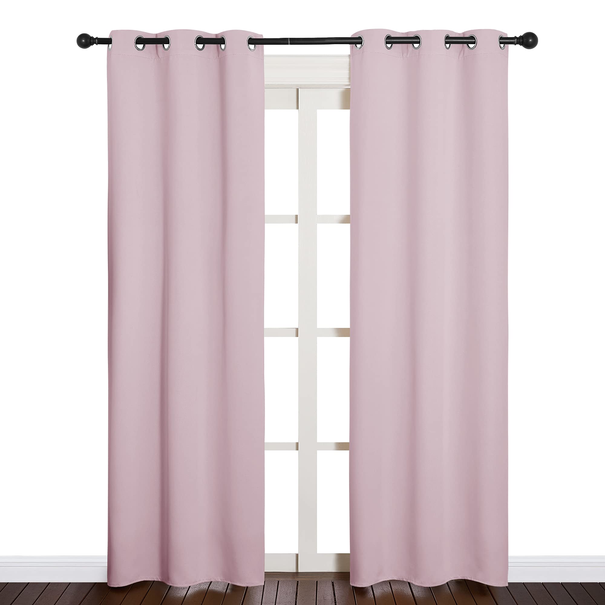 Photo 1 of NICETOWN Blackout Draperies Curtains for Girls Room, Nursery Essential Thermal Insulated Grommet Top Blackout Panels (Lavender Pink, 1 Pair, 34 x 84 inches)