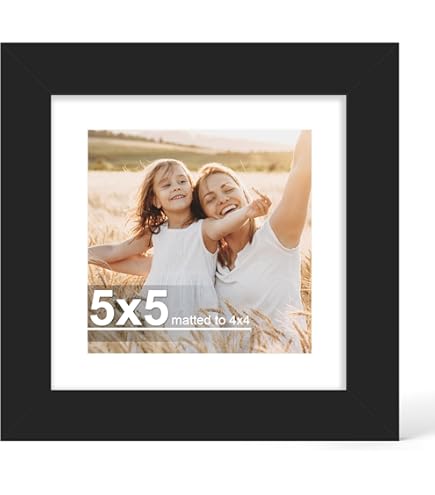 ふなっしー写真アートフレーム Amazon.com - 5x5 Wooden Picture Frames with 4x4 Opening Mat. Black