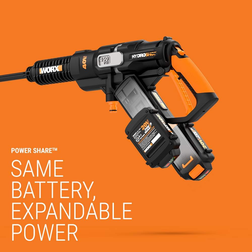 WORX WG644 40V Power Share Hydroshot Portable Power Cleaner (2x20V Batteries), Black and Orange : Garden & Outdoor