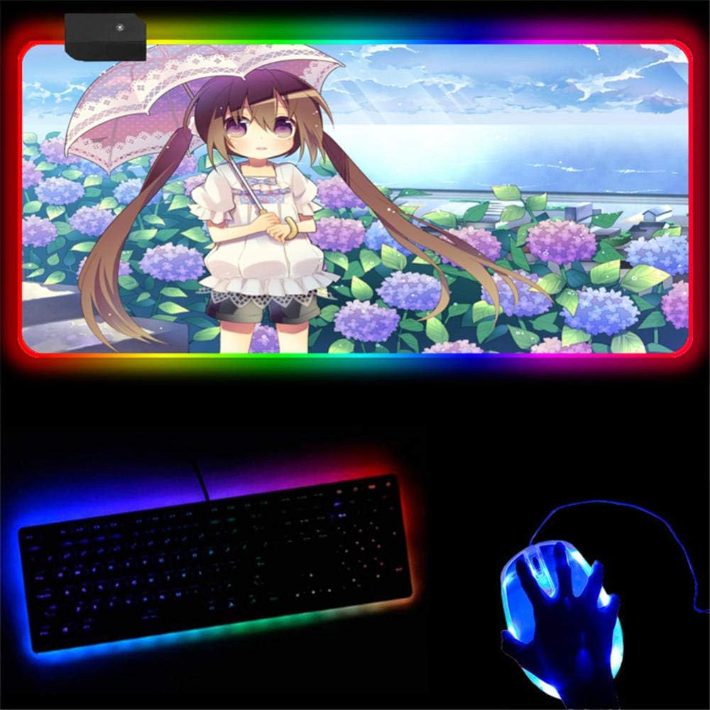 Mouse Pads Cute Girl Floral Mouse Pad with 14 Lighting