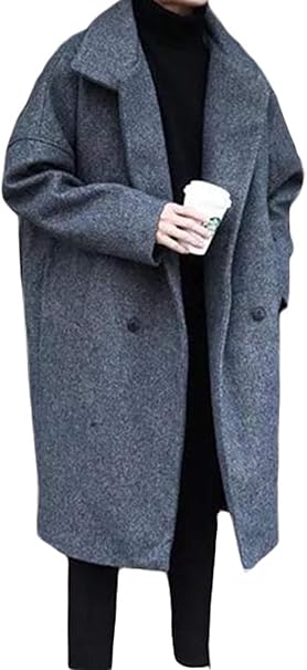 Gergeousメンズ コート ゆったり ダッフルコート 無地 ロングコート 韓国ファッション アウター オーバーサイズ チェスターコート 黒 グレー コート ジャケット 通販 Amazon