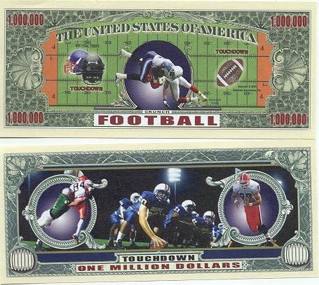 Set of 10 Bills-Football Million Dollar Bill by Novelties Wholesale