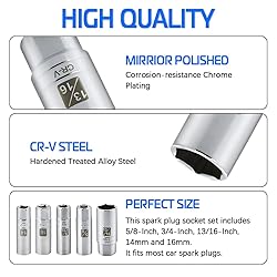 A ABIGAIL 5PCS Magnetic Spark Plug Socket Set