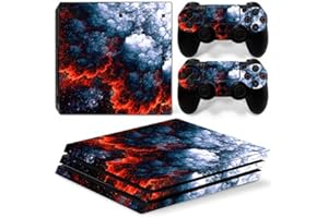 DOMILINA Vinyl Skin Decal Sticker Cover Set for PS4 PRO Console and 2 Controllers - Volcanic