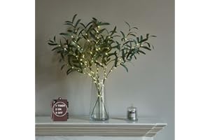 LITBLOOM Lighted Olive Branches 24IN 45LED with Timer Battery Operated Lit Artificial Greenery for Wedding Party Spring Home Decoration Indoor Outdoor