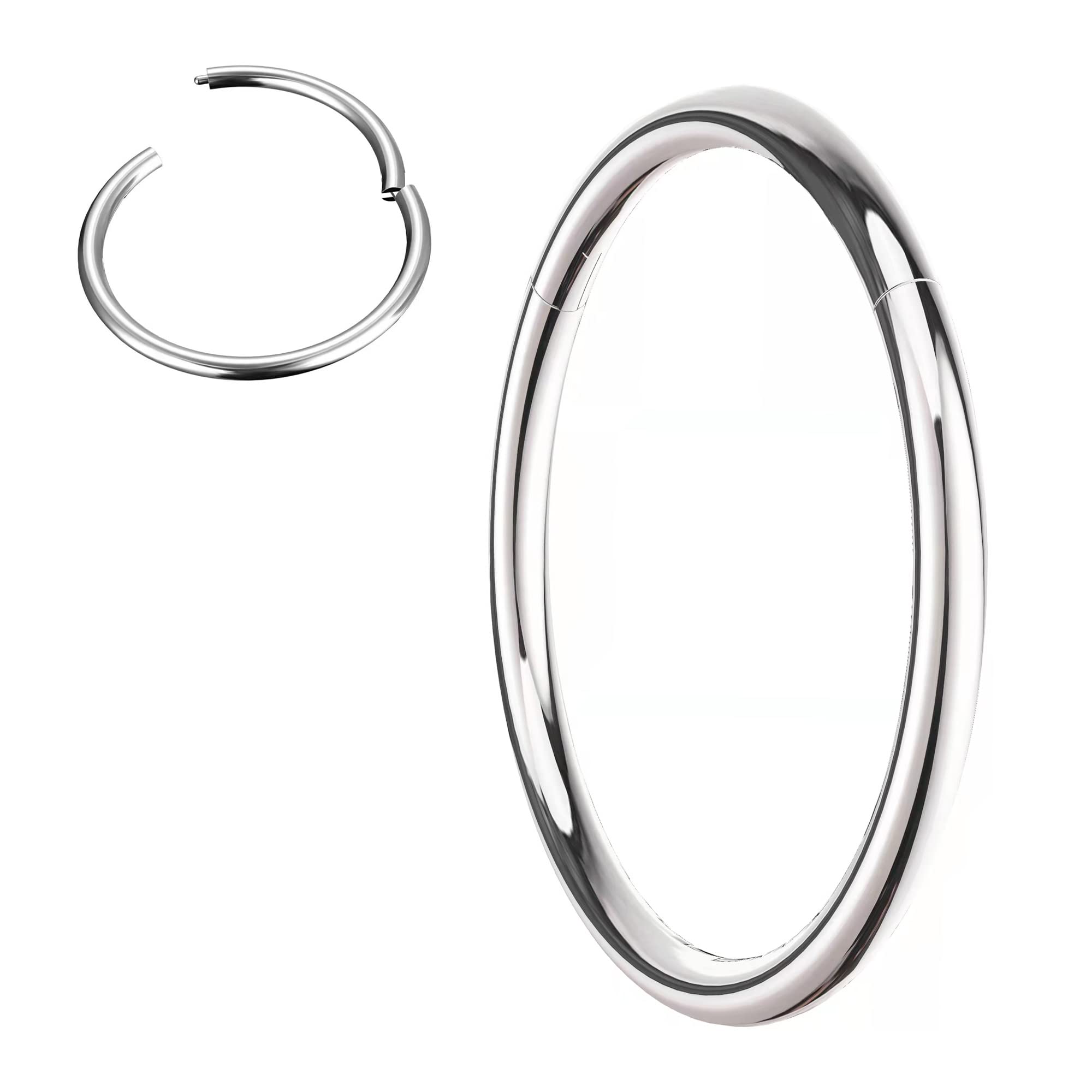 NewkeepsR Titanium 18g×10mm Tragus Earring Hoop Small Nose Ring for Men and Women,Hinged Clicker Septum Nose Semaless Piercing for Cartilage Helix Ear Body Jewellery
