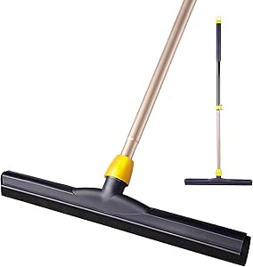 Yocada Floor Squeegee Scrubber 54in Long Adjustable Telescopic Pole Heavy Duty Household Broom Perfect for Garage Courtyard Shower Bathroom Pet Hair Fur Floor Marble Glass Tile Water Foam Cleaning