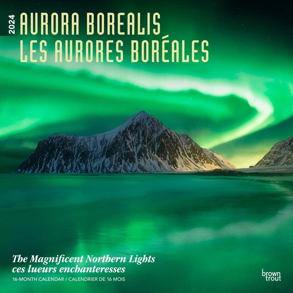 Photo 1 of Aurora Borealis | Les aurores boréales | 2024 12 x 24 Inch Monthly Square Wall Calendar | Foil Stamped Cover | English/French Bilingual | BrownTrout | USA Alaska Northern Lights