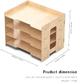JOPOO Office Letter Tray 4 Tier A4 Desk Organizer Sandalwood MDF view 3