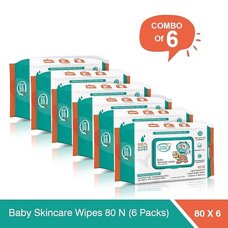 BuddsBuddy Baby Skin Care Wet Wipes 80Pcs (Combo of 6)