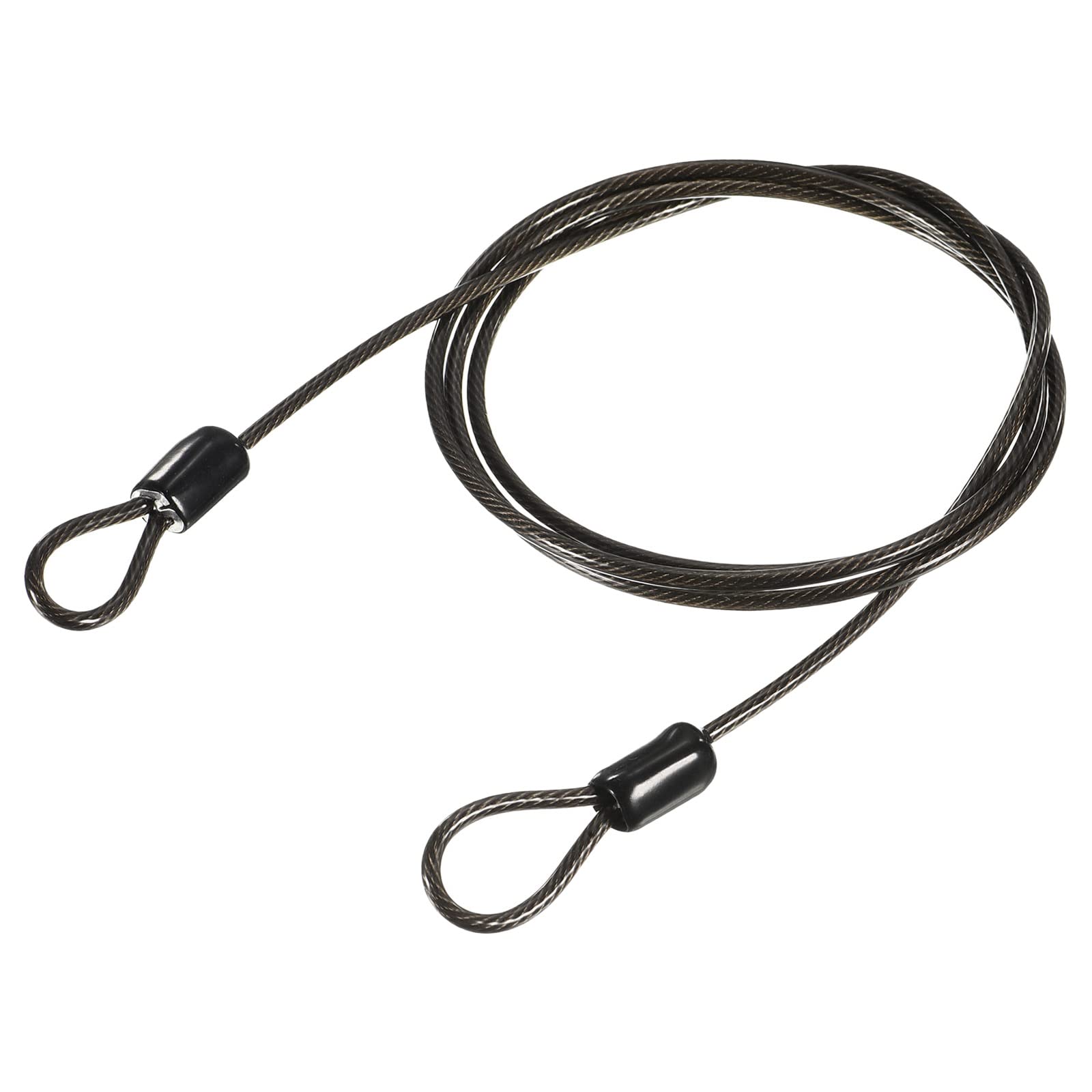 M METERXITY Security Cable - Plastic Coated Steel Locking Rope Apply to Outdoor/Bicycle/Travel (2.5mmx1m, Black)