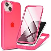 CoozCase for iPhone 15 Case with Built-in Screen Protector & Full Body Protective,for Apple iPhone 15 Phone Cases for Men Women Girl-Rose Red