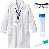 UNGLINGA Doctor Scientist Costume Kids Lab Coat with Science Goggles ID Card Test tube