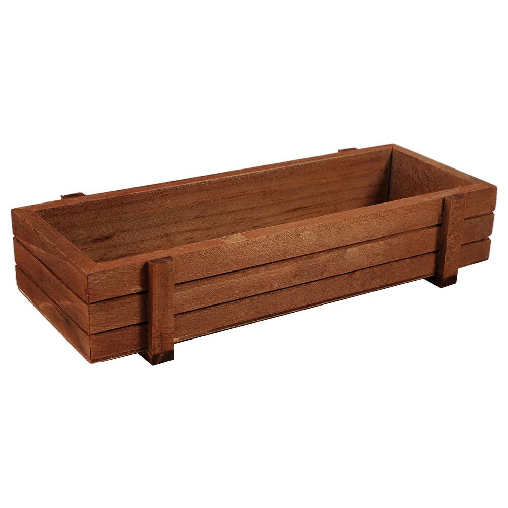 Rectangular Wooden Window Box Garden Planter - 22.5 x 8.4 x 4.1cm Indoor/Outdoor Natural Rectangle Storage Box Planter for Succulent, Flower, Moss (1PCS)