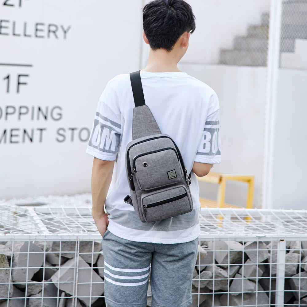 Sling Bag, Sling Backpack Outdoor Crossbody Chest Pack Bag Multipurpose Daypack (1808#Grey)