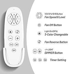 wurzee 52" Ceiling Fan with Light, White,6 Speeds