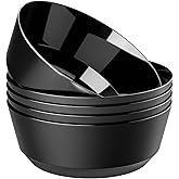 Hioasis 8 Pack Plastic Serving Bowls 128oz Black Plastic Bowls Heavy Duty Disposable Serving Bowls for Party Snack & Salad & Candy & Bar Buffet & Wedding