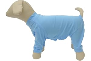 Lovelonglong Four Feet Dog Lightweight Pajamas, Pure Cotton Dog Jumpsuits 4 Legs Dog Onesies T-Shirt Stylish PJS Puppy Costume for Large Medium Small Dogs Lightblue L