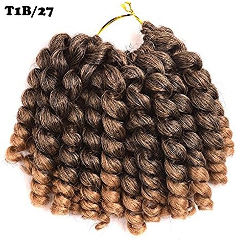 6pack 8inch 2X jamaican bounce kinky twist hair crochet braids extensions 20Strands/pack wand curl crochet Braiding hair(8" (6pack), t1b/27)