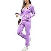 ouansyltg Velour Tracksuit Womens 2 Piece Outfits Velvet Sweatsuit Full Zip Up Hoodie Jacket Jogger Lounge Set