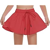Edenfox Butterfly Shorts Girls, 2 in 1 Girls Athletic Flowy Shorts with Spandex Liner, Active Wear for Kids