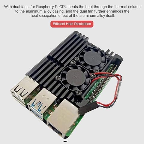 Cuttey Funda de Metal para radiador Funda para Raspberry Pi 4 con Ventilador Doble y Llave Hexagonal
