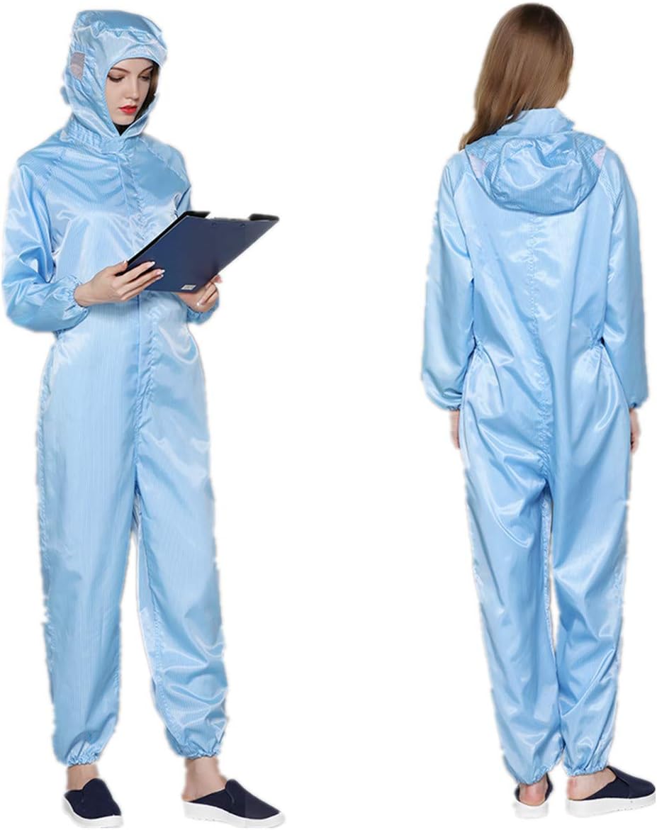 OCGIG Reusable Coveralls Clothing Protective Safety Work Overalls Suit Full Protection Antistatic Men Women Clothe,Blue Size M
