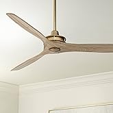 Casa Vieja 52" Windspun Modern Indoor Ceiling Fan 3 Blade Remote Control Soft Brass Finish Natural Wood Blades Bedroom Living