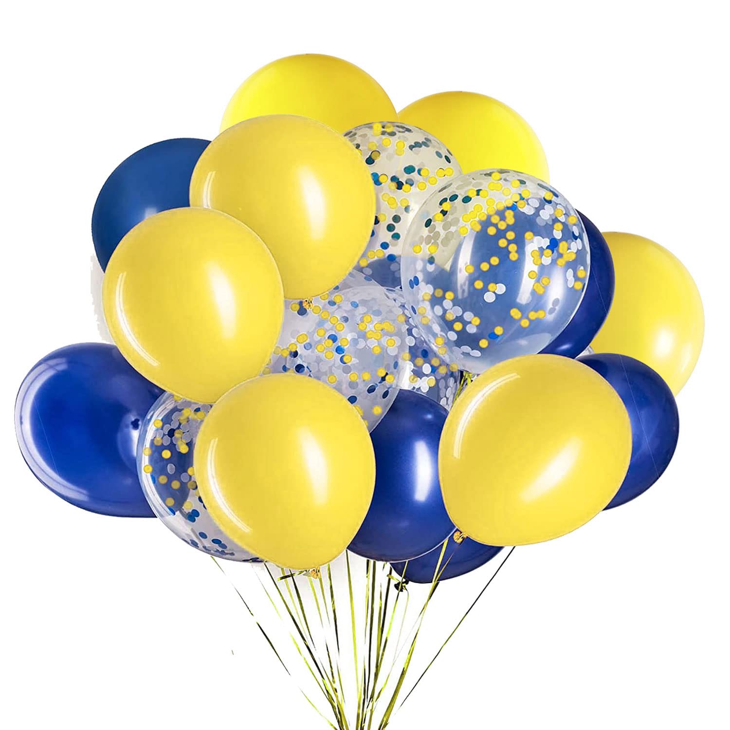 Photo 1 of 12 inch Navy Blue and Yellow Balloons,Navy and Yellow Confetti Balloons for Birthday Party Decorations,50 PCS