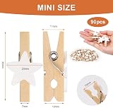 Vicloon Mini Wooden Pegs 90pcs Pentagram Clips for Photos Crafts 3.5cm view 2