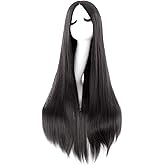 MapofBeauty 40 Inch/ 100 cm Carve Long Straight Cosplay Wig Anime Costume Party Wig (Black)