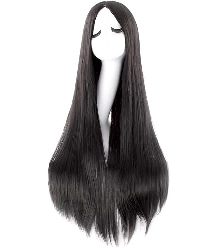 Amazon.com : BERON 28 Inches Black White Wig Long Straight  display picture 2