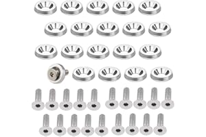 OUHL 20PCS Aluminum Bumper Fender Washer Bolt Bumper Washer Bolt Engine Bay M6 Screw Dress Up Kit (Silver)