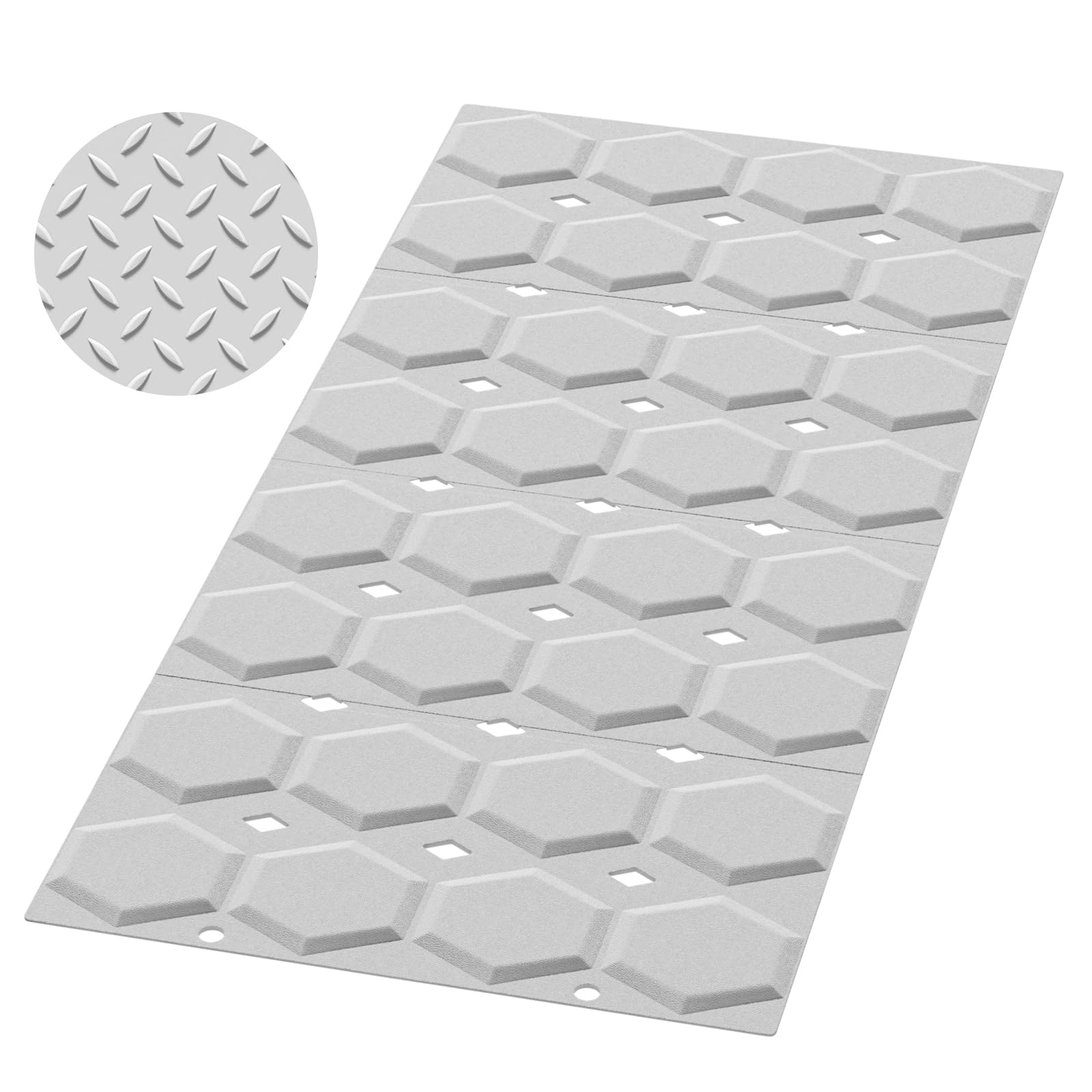 Photo 1 of Flex-Whol Silicone Bathtub Shower Mat Non Slip, Foldable Bath Mat for Tub 28" x14", Shower Mats with Drain Holes and No Suction Cups for Textured Tub, Machine Washable (Light Gray)