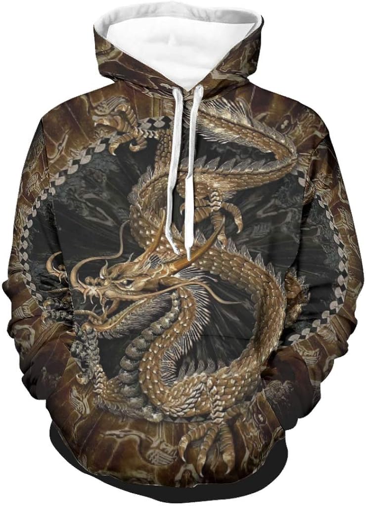 Men's Hoodie Golden Dragons Casual Unisex Long Sleeves Pullover Hoodies ...