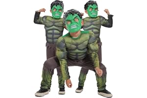 BELLKIDS Superhero Kids Bodysuit Muscle Costumes Halloween Cosplay Costumes 3D Style Includes Mask