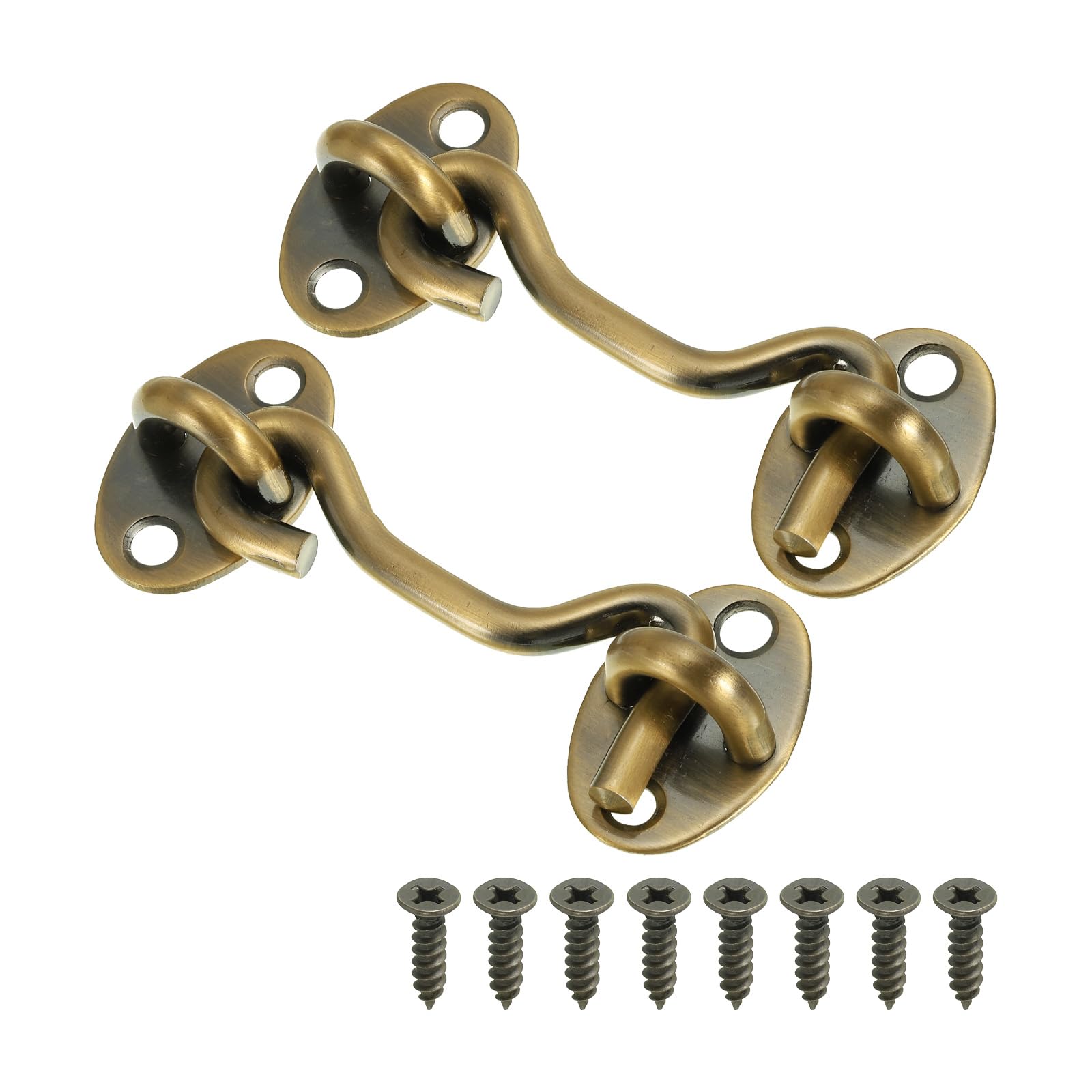 PATIKIL 3 Inch Hook Eye Latch, 2 Pack Carbon Steel Privacy Hook and Eye Latch Gate Latch Lock for Window Sliding Door Barn Door, Bronze