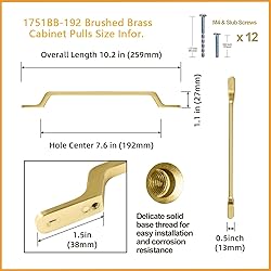 Goo-Ki 6 Pack Brushed Brass Cabinet Handle Drawer