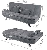 INMOZATA Linen Sofa Bed 3 Seater 188cm with Chrome Legs Grey view 2