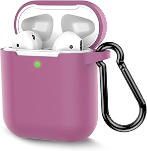 Coffea Protective Silicone Case with Keychain for Apple AirPods 2 (Lilac Purple)