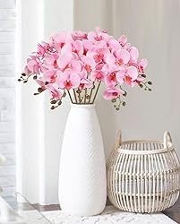 ICBOX 6 PCS Orchids Artificial Flowers Pink Fake