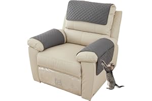 EXTLEZSA Sofa Armrest Cover, Headrest Cover for Recliner Chair Arm Cover,Armchair Slipcover Nonslip Quilted Furniture Protector for Pets Leather Sofa Couch (Dark Gray,1 Person (Set of 3))