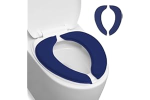 LANSEYIXIU Soft Thicker Warmer Toilet Seat Cover Washable, Toilet Seat Cushion with Memory Foam, Fits Most Size Toilet Lids for Bathroom, Easy Installation & Cleaning (Dark Blue)