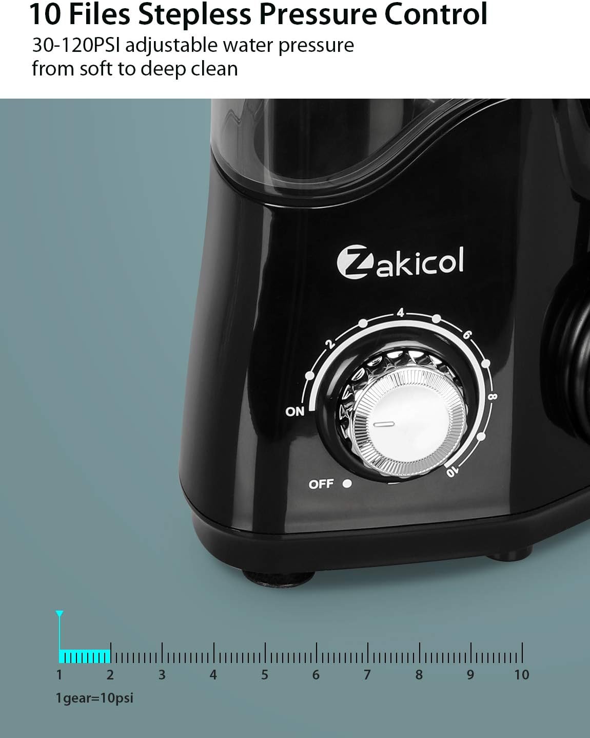 Zakicol Professional Water Flosser for Teeth/Braces, 600ml Countertop Dental Oral Irrigator Anti Leak, Electric Oral Floss Teeth Cleaner, 10 Adjustable Pressure, 7 Multifunctional Jet Tips for Family: Health & Personal Care