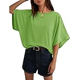 Cicy Bell Womens Oversized T Shirts Batwing Half Sleeve Summer Casual Crewneck Cropped Tops Loose Fit Basic Tees