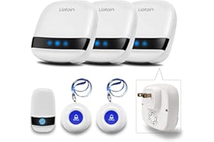 LIOTOIN Caregiver Pager Wireless Call Button Alert Button Call Bell Emergency Button for Home/Elderly/Patients Panic Button Nurse Alert Call System 3Call Button 3Receivers (600+ft Operating Range)