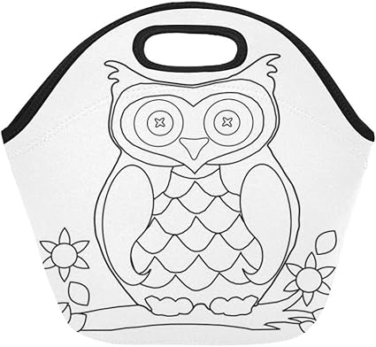 Amazon 断熱ネオプレン ランチバッグ フクロウ 塗り絵 塗り絵 ページ アウトライン型 Lサイズ 再利用可能 保温 厚手 ランチトートバッグ 屋外 仕事 オフィス 学校用 Wutmving ランチバッグ ランチ巾着 ランチベルト 通販