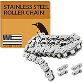 PGN #40 Stainless Steel Roller Chain - 10 Feet + 2 Free Connecting Links - #40SS - Stainless Steel Chains for Bycicles, Mini Bikes, Motorcycles, Go-Karts, Home and Industrial Machinery - 239 Links