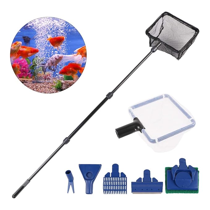 RCruningEU Aquarium Fish Tank Cleaning Kit Fish Net 6 in 1 Gravel Rake